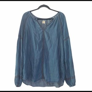 GAP Chambray embroidered long-sleeve top